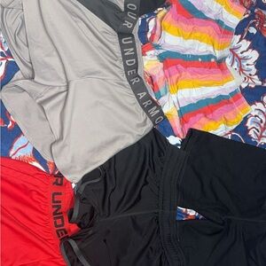 2 underarmor, 1 Nike, 1 black bike shorts & 1 pink brand sleeping shorts
